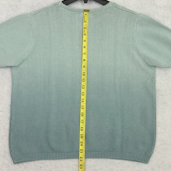 Alfred Dunner Sweater Womens Small Seaform Green Eyelet Embellished Short Sleeve - Picture 5 of 8